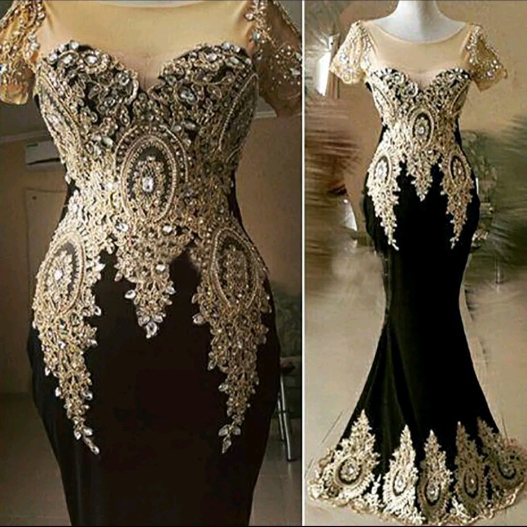 Elegant Black and Gold Gown